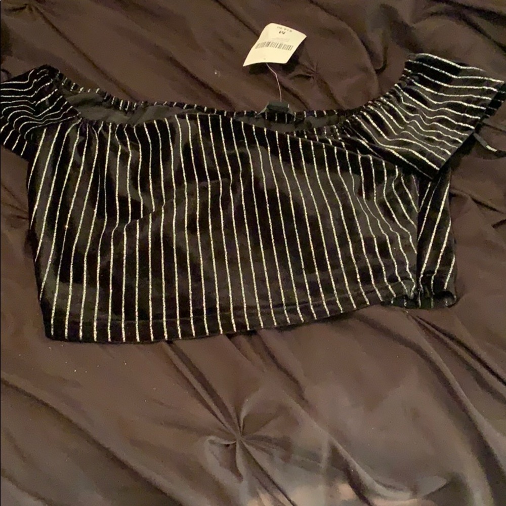 Black/ Silver glitter crop top